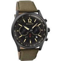 Accurist Mens Chronograph Green Fabric Strap Watch MS612B